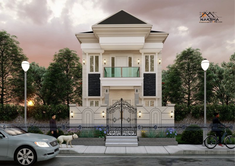 modern double-floor house elevation